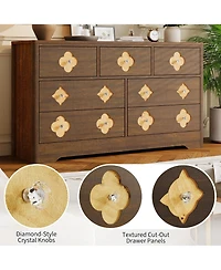 gaomon 54" Wide 7 Drawer Wood Dresser with Decorative Fronts and Crystal Knobs, Storage Tv Stand Organizer