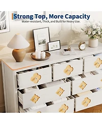 gaomon 54" Wide 7 Drawer Wood Dresser with Decorative Fronts and Crystal Knobs, Storage Tv Stand Organizer
