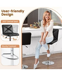 Slickblue Pu Leather Bar Stools Set of 2 Adjustable Height with Backrest