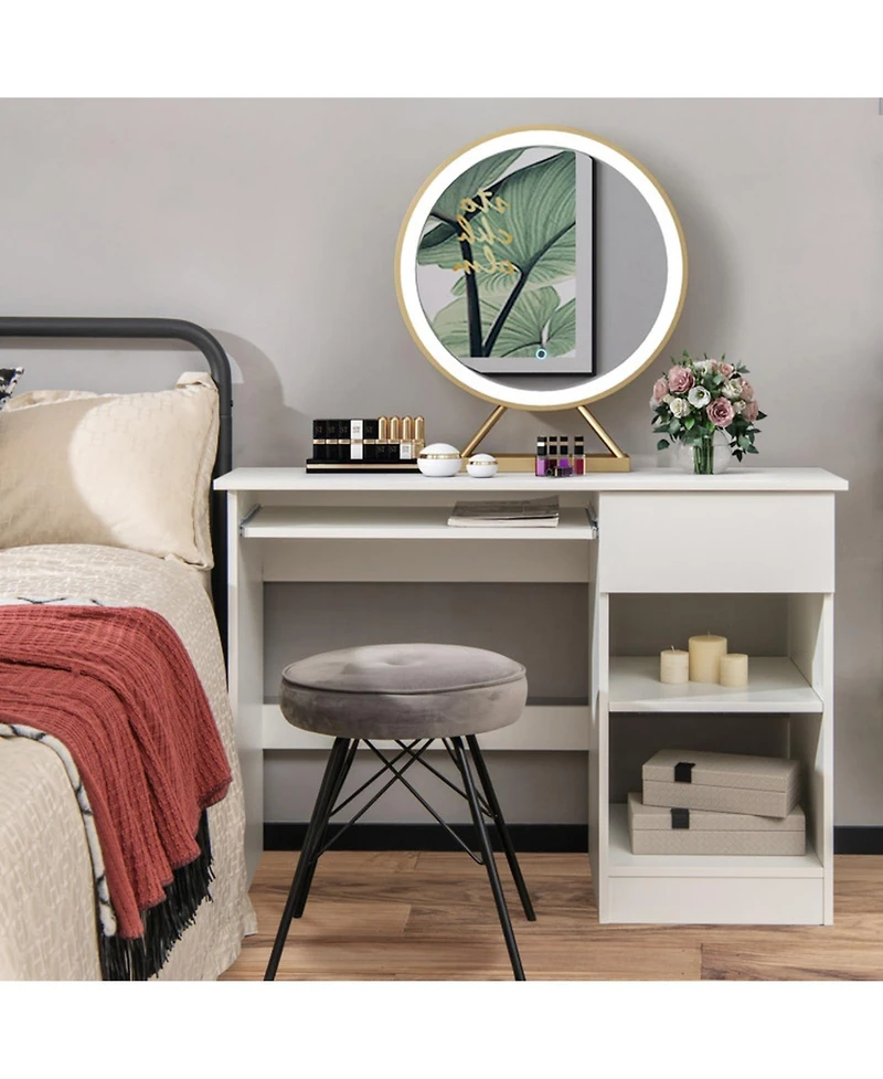 Gouun Wood Multi-Tier Computer Desk with Drawer Storage