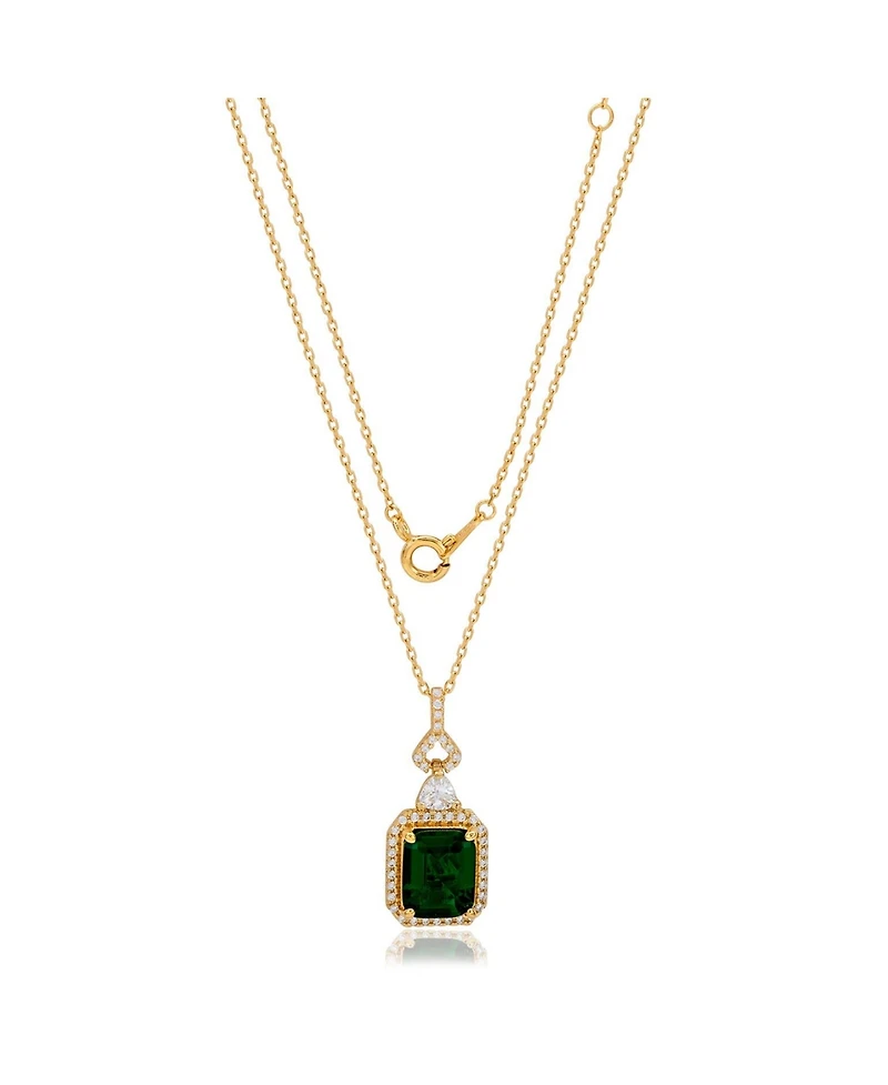 Suzy Levian Sterling Silver Emerald Cut Cubic Zirconia Art Deco Drop Pendant