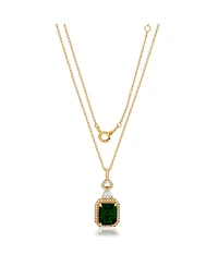 Suzy Levian Sterling Silver Emerald Cut Cubic Zirconia Art Deco Drop Pendant