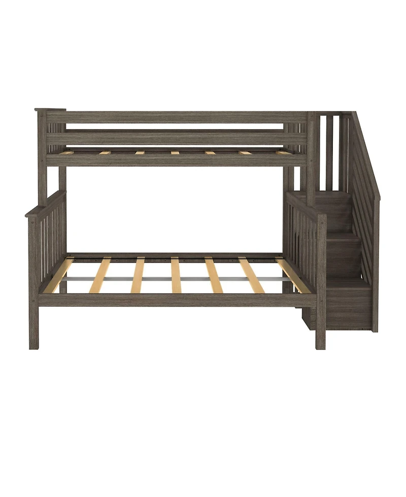 Max & Lily Solid Wood Twin over Full with Staircase for Kids