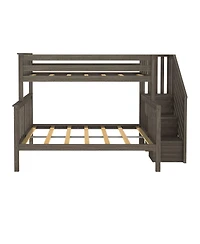 Max & Lily Solid Wood Twin over Full with Staircase for Kids