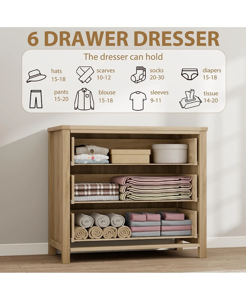 gaomon 3 Drawer Rattan Dresser for Bedroom, Tall Freestanding Boho Chest of Drawers