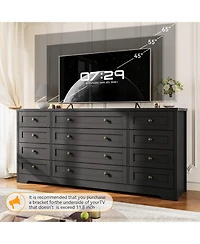 gaomon 12 Drawer Wood Dresser with Wide Top for 65" Tv, Modern Farmhouse Storage Cabinet Bedroom