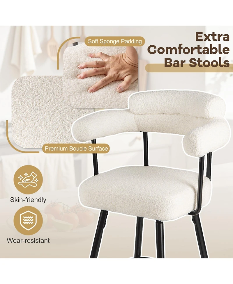 Slickblue Counter Height Swivel Bar Stools Set of 2 with Curved Backrest and Arms for Kitchen Island