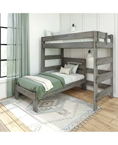 Max & Lily Solid Wood Modern Farmhouse Bunk Bed, L-Shaped Twin over Bed Frame For Kids