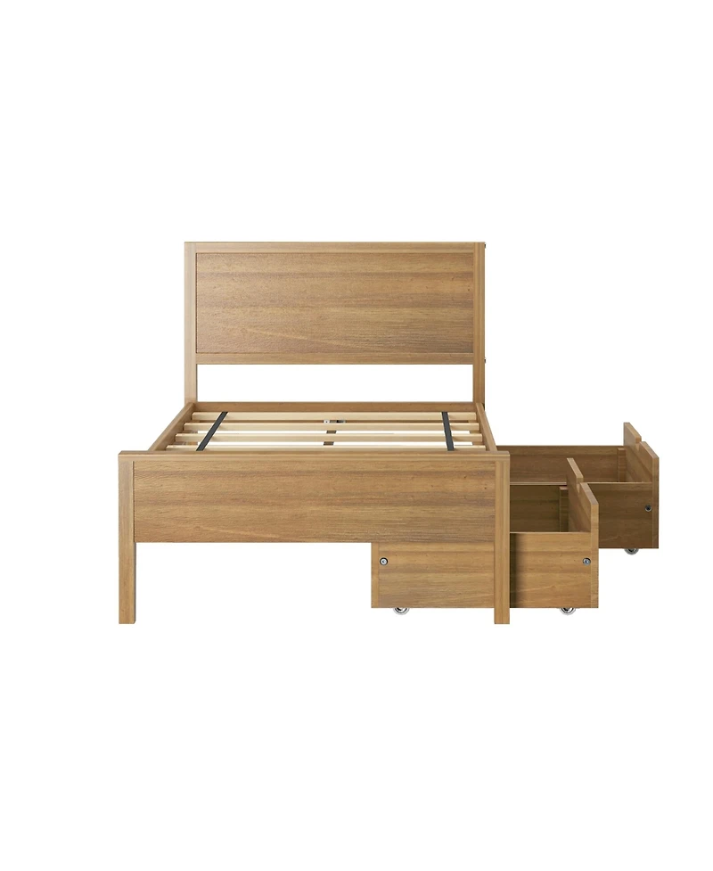 Max & Lily Classic Twin-Size Bed with Panel Headboard and Storage Drawers