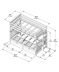 Max & Lily Twin Bunk Bed With Ladder on End and Storage Drawers