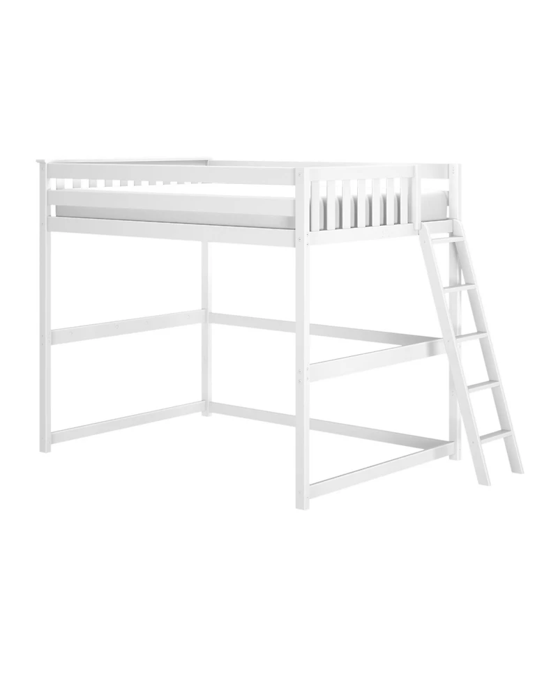 Max & Lily Full High Loft Bed with Ladder on End, Solid Wood Frame, Space Saving, 400 lbs Weight Capacity, Easy Assembly