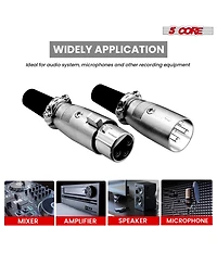 5Core Xlr Connector 20 Pair Male Female to 1/4 Audio Jack 3 Pin Secure Mic Plug w Locking Ends