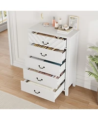 gaomon Farmhouse 5-Drawer Dresser for Bedroom, Freestanding Vertical Wooden Storage Chest