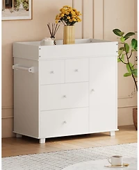gaomon Changing Table Dresser, Nursery Baby Dresser with Drawers and Cabinet, Diaper Changing Station with Pad, Storage Crib