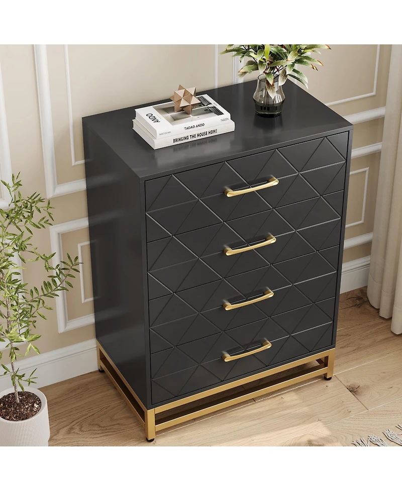 gaomon 4 Drawer Wood Dresser, Modern Storage Chest for Bedroom, Living Room, Hallway or Nursery