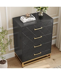gaomon 4 Drawer Wood Dresser, Modern Storage Chest for Bedroom, Living Room, Hallway or Nursery