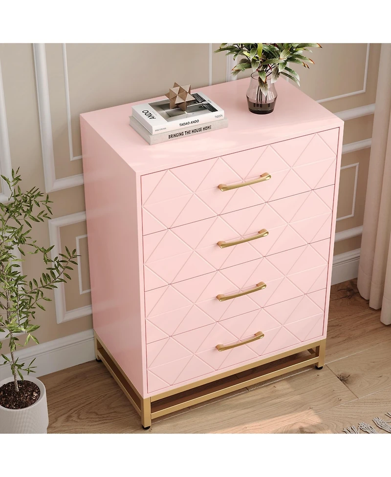 gaomon 4 Drawer Wood Dresser, Modern Storage Chest for Bedroom, Living Room, Hallway or Nursery