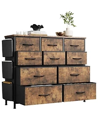 gaomon Fabric 10 Drawer Dresser with Metal Frame, Storage Organizer with Side Pockets and Hooks