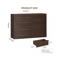 gaomon 6 Drawer Modern Wooden Dresser with Handleless Design, Wide Storage Chest for Bedroom Living Room Entryway