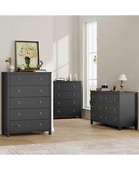 gaomon 5 Drawer Modern Dresser, 45" Tall Wooden Storage Cabinet and Tv Stand for Bedroom Nursery Entryway