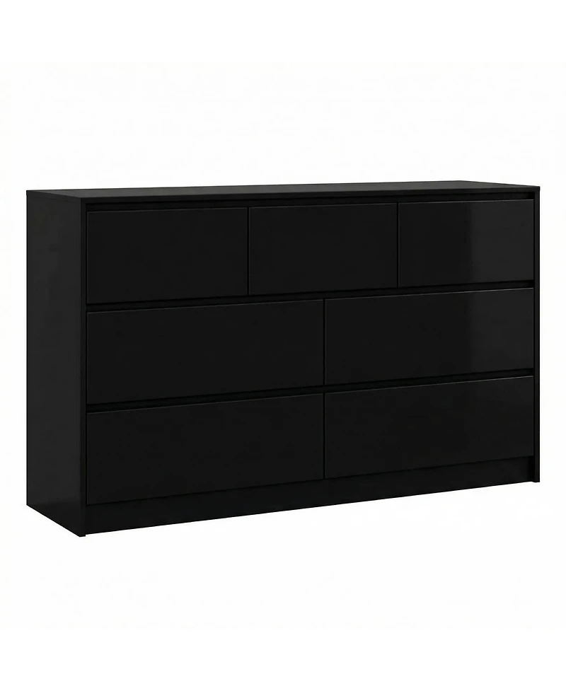 gaomon 55" Full High Gloss Dresser with 7 Drawers, Modern Wide Storage Chest for Bedroom