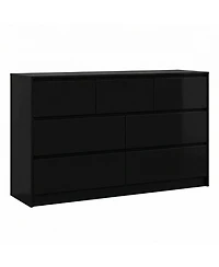 gaomon 55" Full High Gloss Dresser with 7 Drawers, Modern Wide Storage Chest for Bedroom