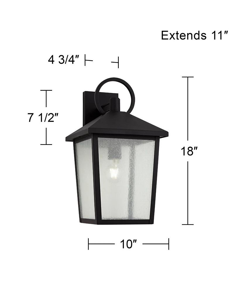 John Timberland Westmont 18" High Modern Outdoor Wall Light Fixture Mount Porch House Weatherproof Sand Black Aluminum Glass Shade