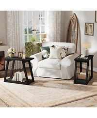 Tribesigns Solid Wood End Table Set of 2, 2-Tier Narrow Side Table for Living Room, Bedroom, Easy Assembly