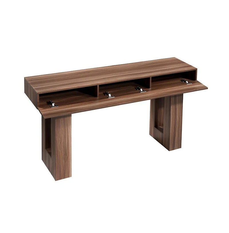Sugift 63 Inch Console Table Farmhouse Desk Behind the Couch Wooden Rectangle