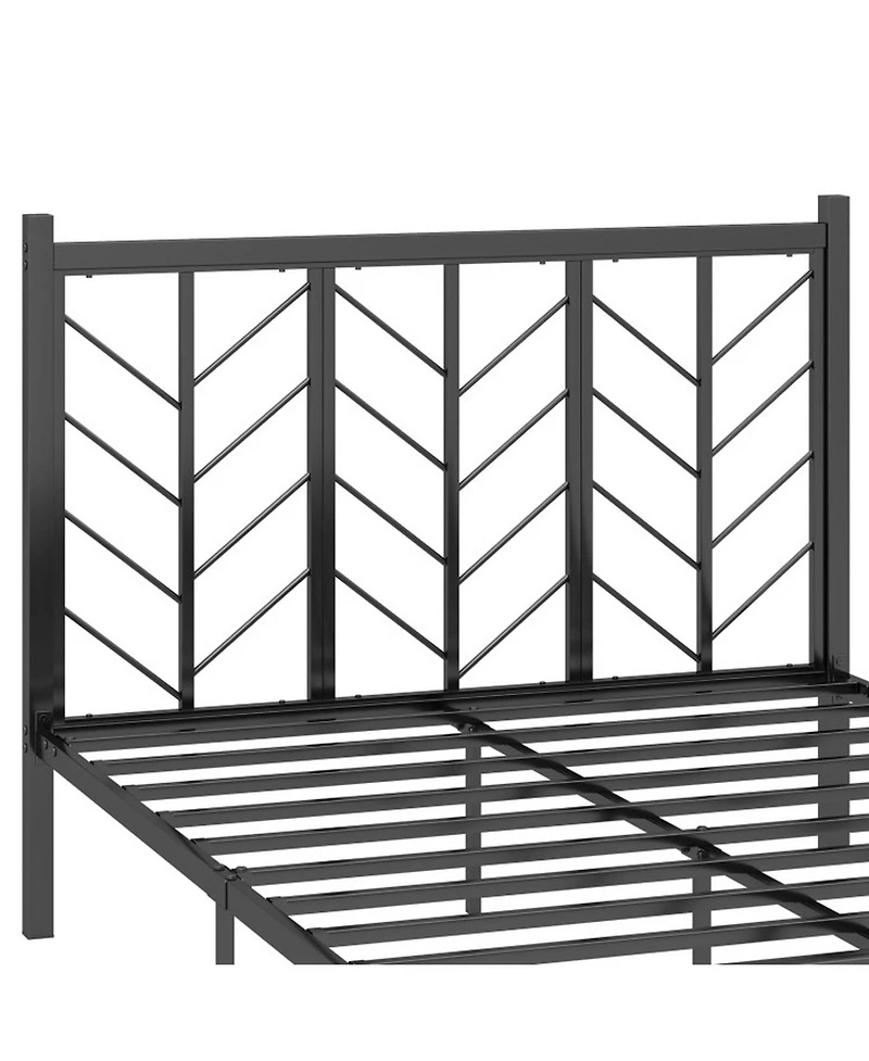 Gouun Metal Platform Bed with Decorative Branch Headboard