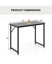 Wood Space-Saving Folding Desk with Side Shelves