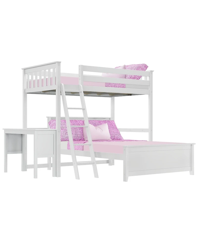 Max and Lily L-Shaped Twin over Full Bunk Bed with Desk