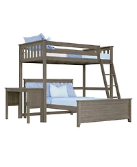 Max and Lily L-Shaped Twin over Full Bunk Bed with Desk