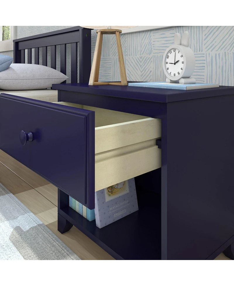 Max and Lily Classic Wood Nightstand with 1 Drawer, Kids Bedside Table/End Table, Small for Bedroom, Pecan