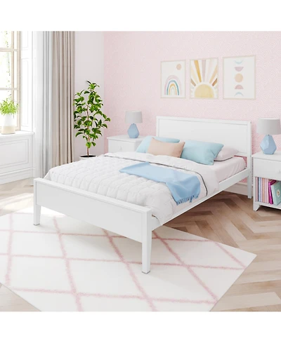 Max and Lily Full Bed Frame with Headboard, Solid Wood Platform for Kids, Pecan