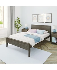 Max and Lily Full Bed Frame with Headboard, Solid Wood Platform for Kids, Pecan