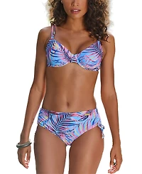 Lascana Women's Palm Print Mid Rise Bikini Swimsuit Bottom