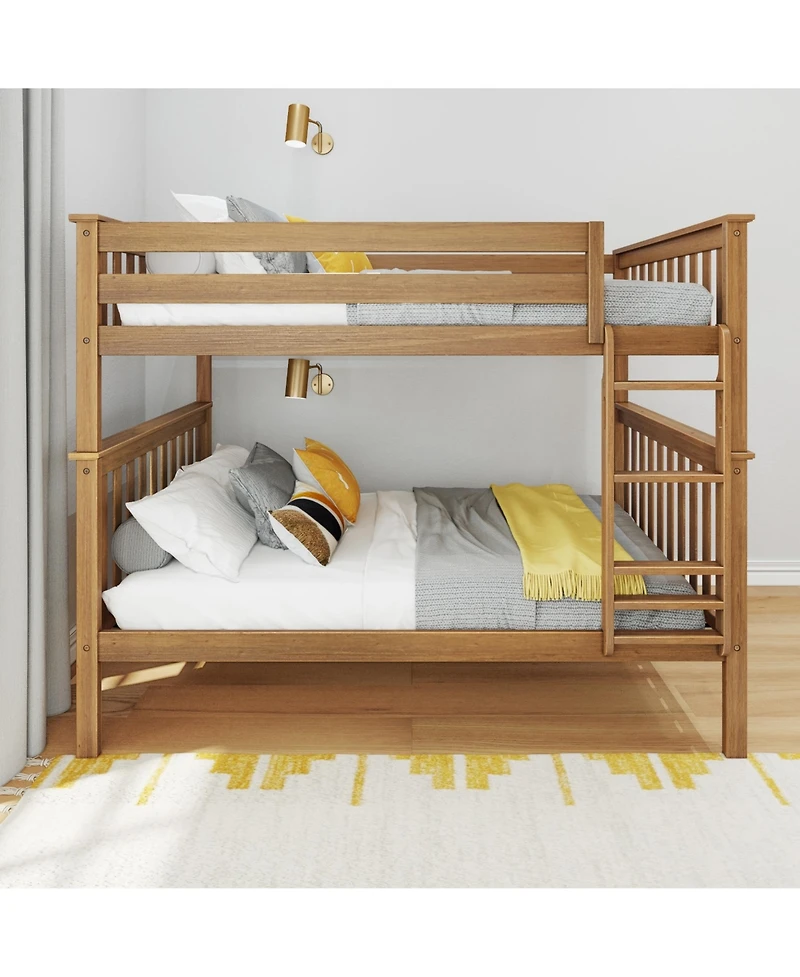 Max and Lily Full over Bunk Bed for Kids, Solid Wood Platform Bed, No Box Spring Needed