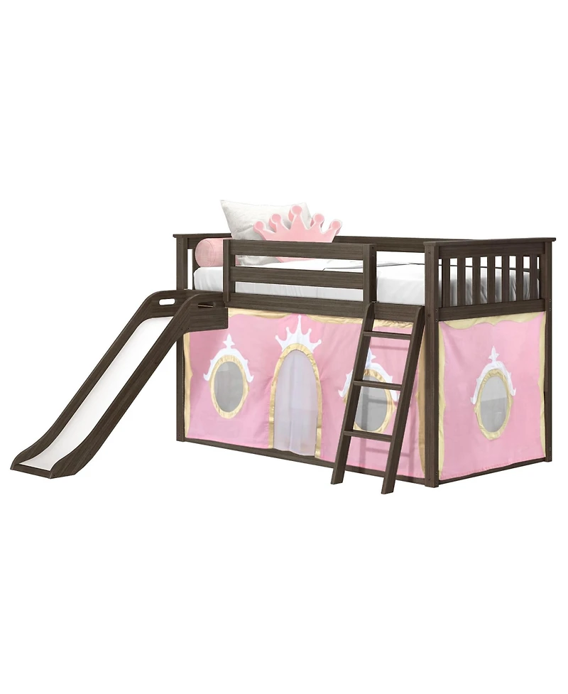 Max and LilyLow Bunk With Easy Slide Gold Princess Curtain, Clay