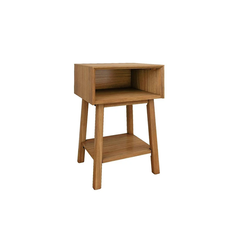 Max and Lily Mid-Century Modern Cubby Nightstand, Pecan