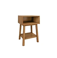 Max and Lily Mid-Century Modern Cubby Nightstand, Pecan