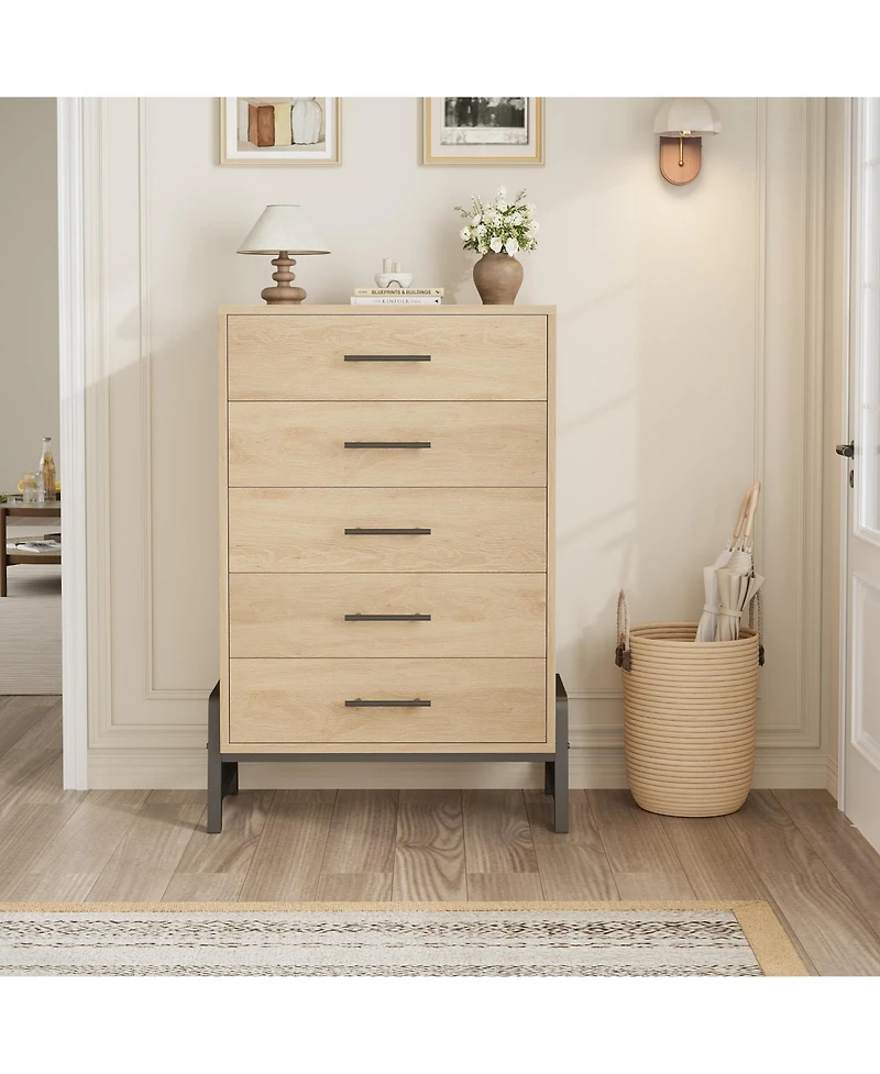 gaomon 5 Dresser for Bedroom, 50.5 in Tall Drawer with Large Storage Space, Freestanding Wooden Closet Storage Dresser Chest