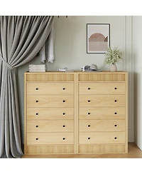 gaomon Fluted 5 Drawer Tall Wooden Dresser, 31.5" Wide Modern Storage Cabinet for Bedroom