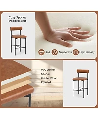 Slickblue 26 Inch Upholstered Bar Stool Set 2 Pack Counter Height with Backrest