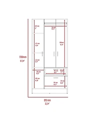 flynama Primavera Armoire with Double Door Cabinets One Drawer Metal Rod and Five Shelves High Storage Organizer