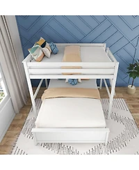 Max & Lily Full Bed Frame with Panel Headboard, Modern Farmhouse Solid Wood Platform