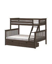 Max and Lily Bunk Bed, Twin Xl-Over-Queen Bed Frame for Kids with Storage Drawers, Clay
