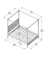 Max and Lily Haven Canopy Bed with Square Post Wood Headboard (Queen)