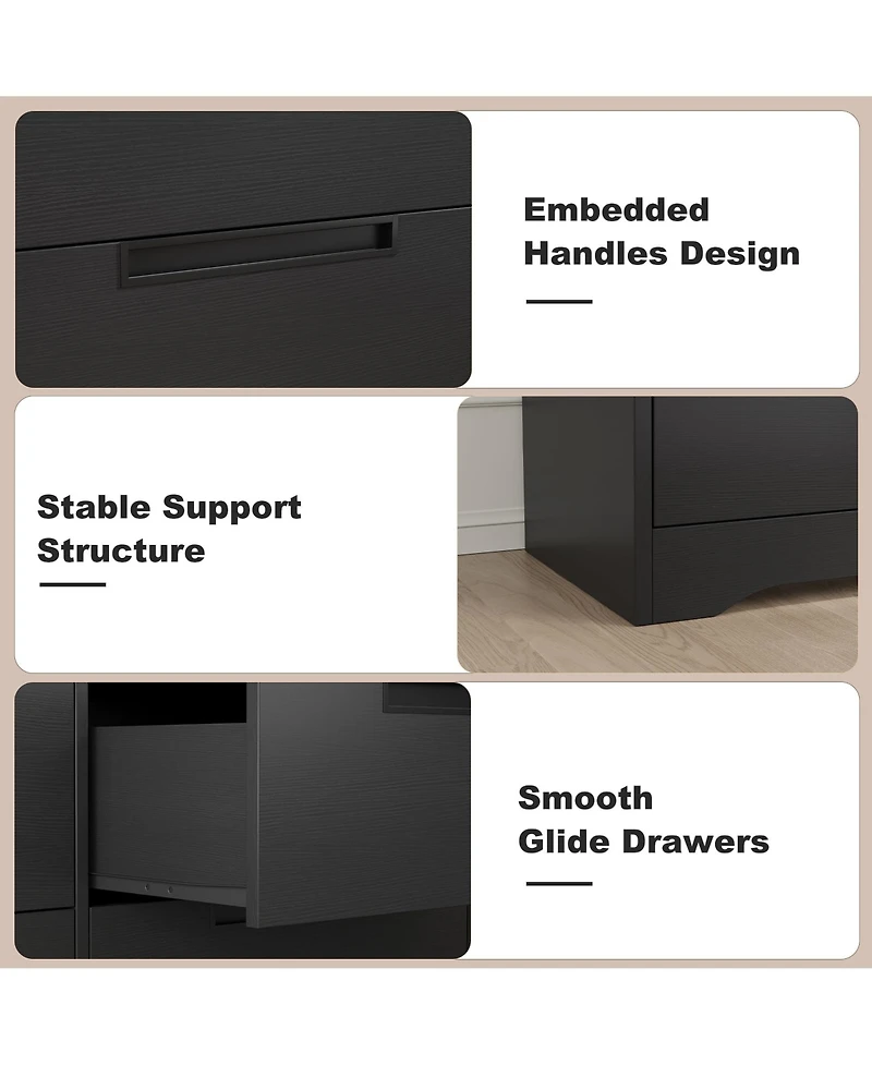 gaomon Modern 6 Drawer Dresser with Embedded Handles, Wooden Storage Organizer for Bedroom