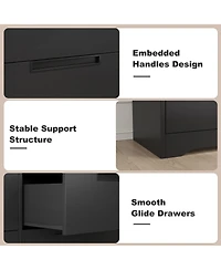 gaomon Modern 6 Drawer Dresser with Embedded Handles, Wooden Storage Organizer for Bedroom